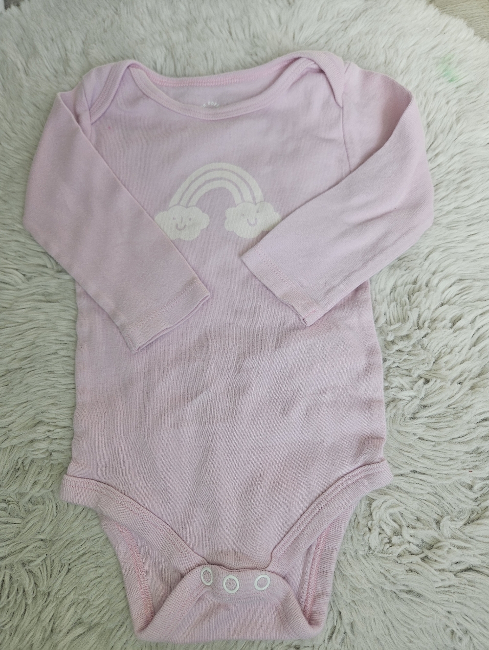 Joe Fresh Pink Rainbow Long Sleeve Onesie 6-9M🩷